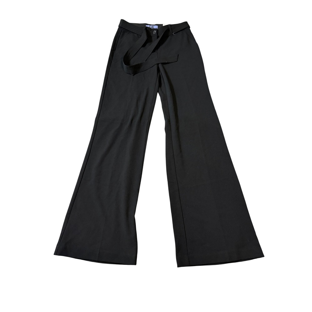 NWT Vylette Size 0 Wide Leg Mid Rise Black Trousers Dress‎ Pants Belt 33" Inseam